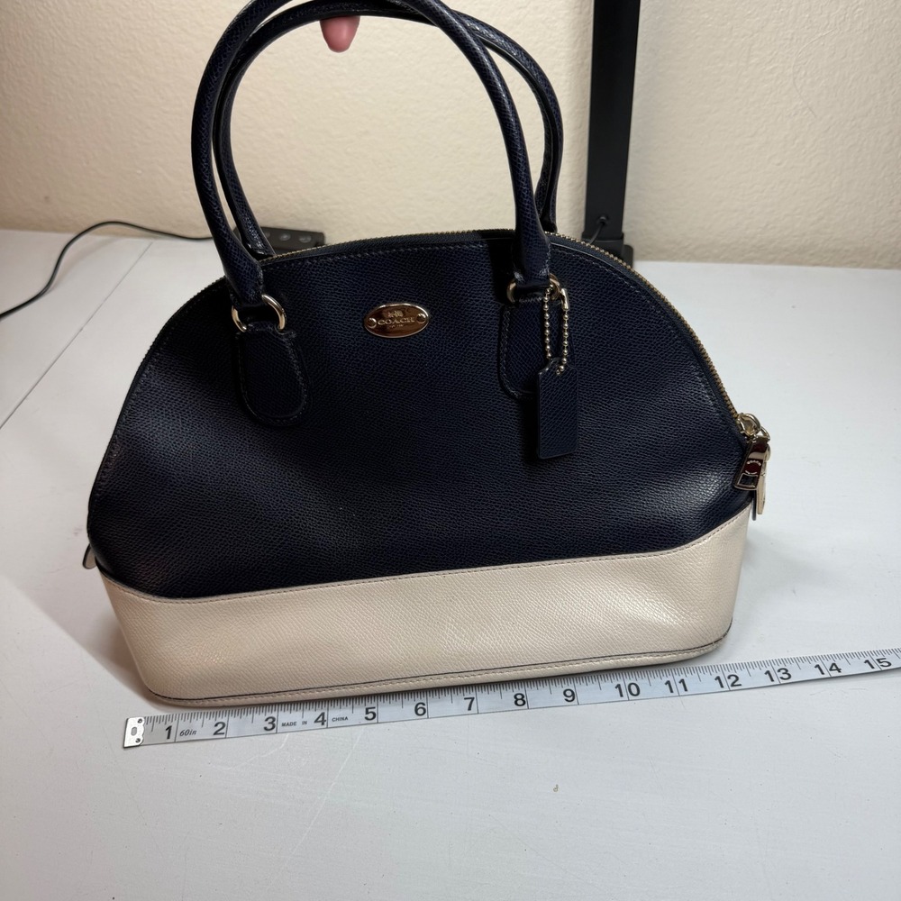 COACH Cora Crossgrain Domed Satchel F34491 Midnight/Chalk Hang Tag NO STRAP‎ Y2k - Picture 5 of 16